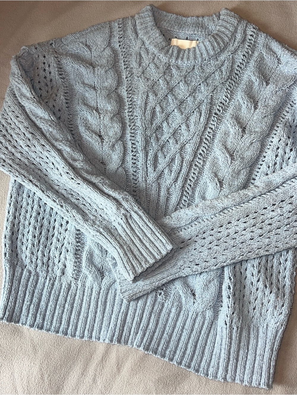Abercrombie Light Blue Cable Knit Crewneck Sweater
